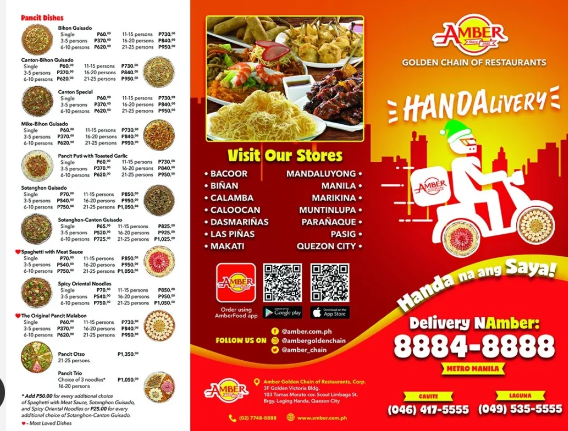 a brochure with a menu